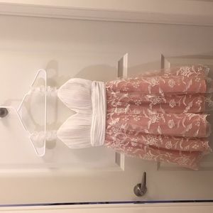 White and pink tulle party dress